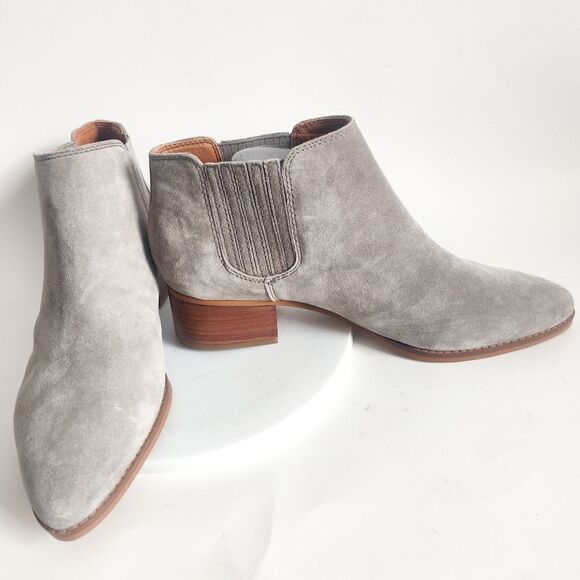Franco Sarto Size 10 Wide Chelsea Booties Suede Leather Gray Ankle Boots Seville - Picture 6 of 9